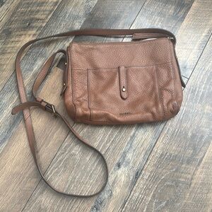 Fossil | Jenna Top Zip Crossbody Shoulder Bag Purse Leather Tan Brown